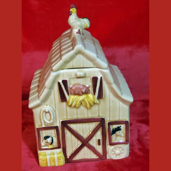 Metlox Cookie Jar MAC'S BARN VINTAGE Poppytrail VERY RARE Hard to Find ROOSTER - Picture 4 of 16